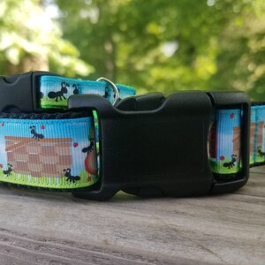 Summer Ant Picnic 3/8" or 1" Handmade Adjustable Dog Collar XS or Medium