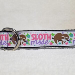 Glittery &quot;Sloth Mode&quot; 1&quot; Handmade Adjustable Dog Collar