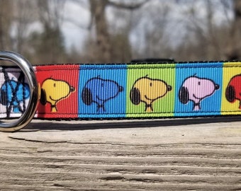 Snoopy Andy Warhol Inspired Pop Art 1" Handmade Adjustable Dog Collar
