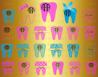 60% OFF, Tooth Svg Dentist Dental Monogram Frame Teeth Png Eps Dxf Vinyl Cut File Decal Silhouette Download Digital Clipart Baby Bow Bandana