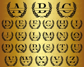 60% OFF Alphabet SVG Wreath Split Letter Monogram Frame Decal Silhouette Clipart Font Png Eps Dxf Ai Vinyl Cut File Rustic Printable Stencil