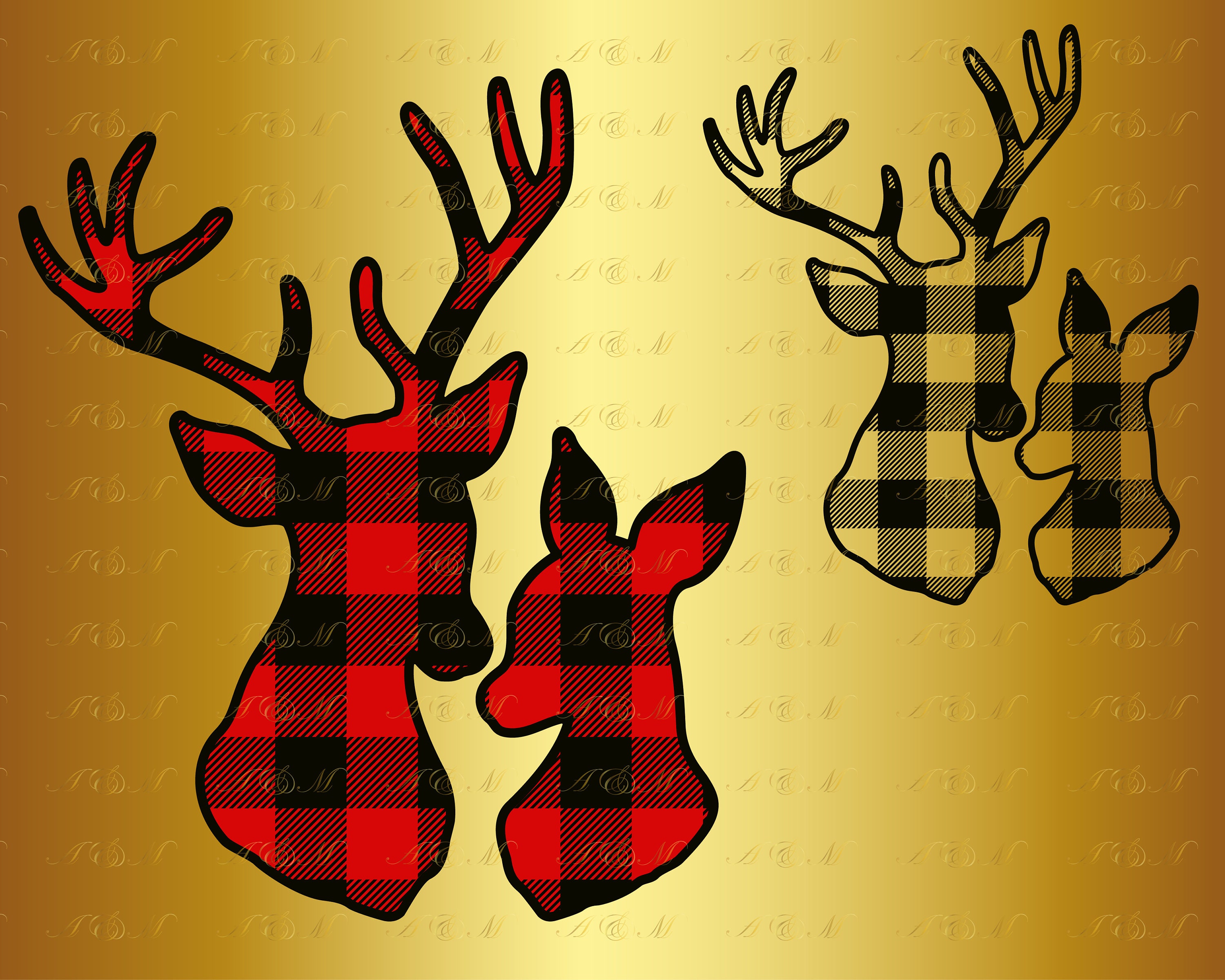 Download 60% OFF Deer Head Buffalo Plaid SVG Family Deer Svg Antlers | Etsy