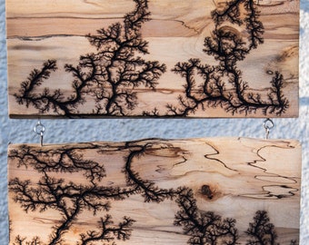 White Oak with Blue Pearl Epoxy Family Tree Lichtenburg Fractal Wood burning