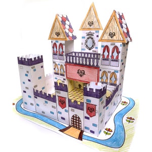 Juguete de papel para imprimir PDF, castillo de princesas , manualidades con papel para niños, dibujos para colorear y pintar