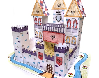 Printable Paper Toy Princess Castle Craft Kit: Coloring Pages, Paper Doll House (PDF Download)