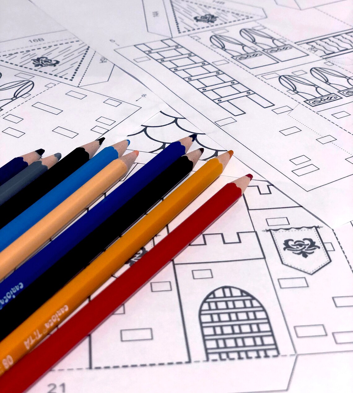 Printable Paper Toy Princess Castle Paper Craft Kit Coloring Etsy Canada