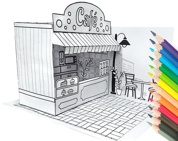 New Printable Kit For Paper Cafe Toy Coloring Pages Paper Etsy