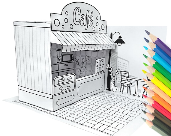 New Printable Kit For Paper Cafe Toy Coloring Pages Paper Etsy