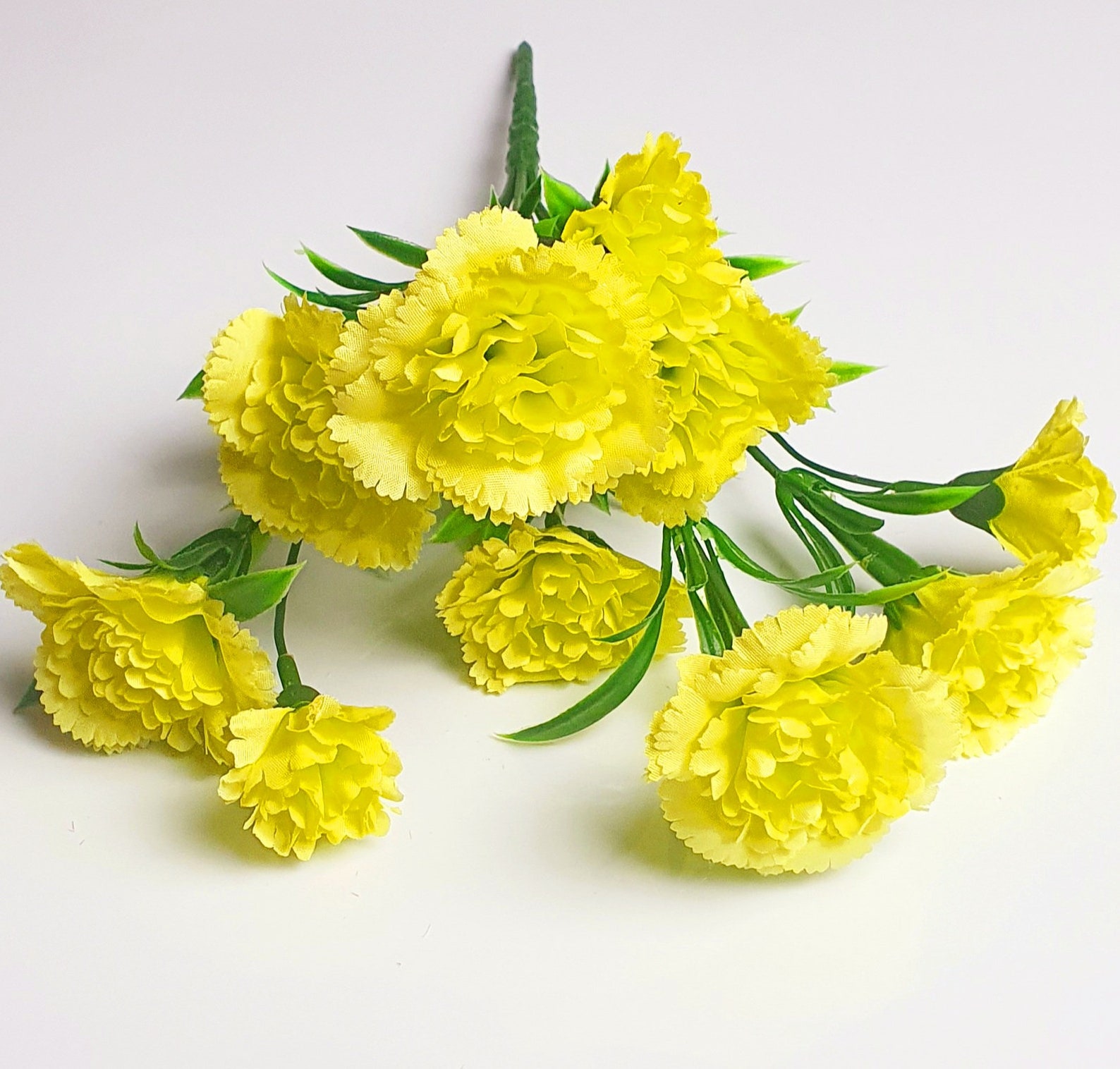 Yellow Artificial Carnation Bouquet Floral Decor Etsy