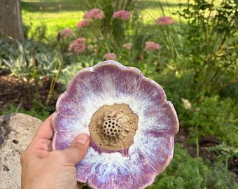 Garden ceramic mini bird bath/insect bath, weatherproof, hand-thrown with a romantic color gradient