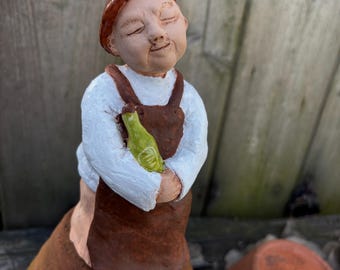 Winzer, Wirt Keramik Figur, Innendekoration, Geschenk für Gastronom, Weinliebhaber