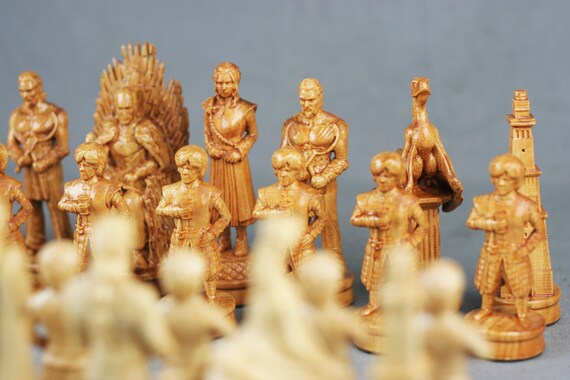 Chess Set Game Of Thrones Handmade Chess Set Wood Etsy