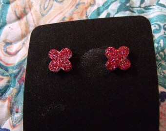 Red "X" shaped earrings