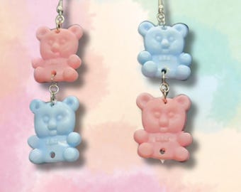 C H O N K Y Teddy Earrings - Big Earrings - Statement Jewelry - Pastel Earrings