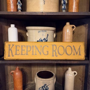 Primitive Handmade Wood "Keeping Room" Sign Distressed Mustard Rustic Farmhouse