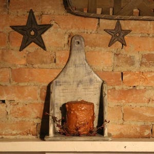 Primitive Handmade Wood Wall Candle Box Shelf Farmhouse White Distressed Rustic