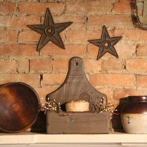 Primitive Handmade Wood Wall Candle Box Distressed Brown Early American Rustic