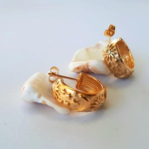 Celestial Hoop Earrings, Gold Plated Hoop Earrings, Sun Star Moon Jewelry, Cubic Zirconia Sparkle Hoops, Gift For Her, Astrology Earrings
