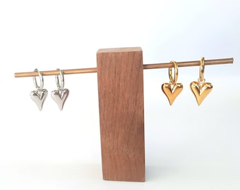 Gold Heart Dangle Earrings: Stainless Steel Love Jewelry