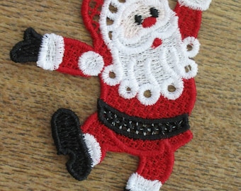 Santa Lace Ornament Machine Embroidered