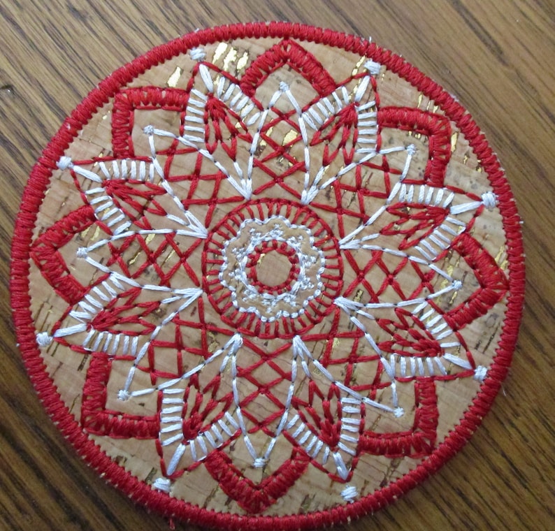 Cork Coasters Machine Embroidered Set of 2 Etsy