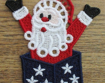 Santa Lace Ornament Machine Embroidered