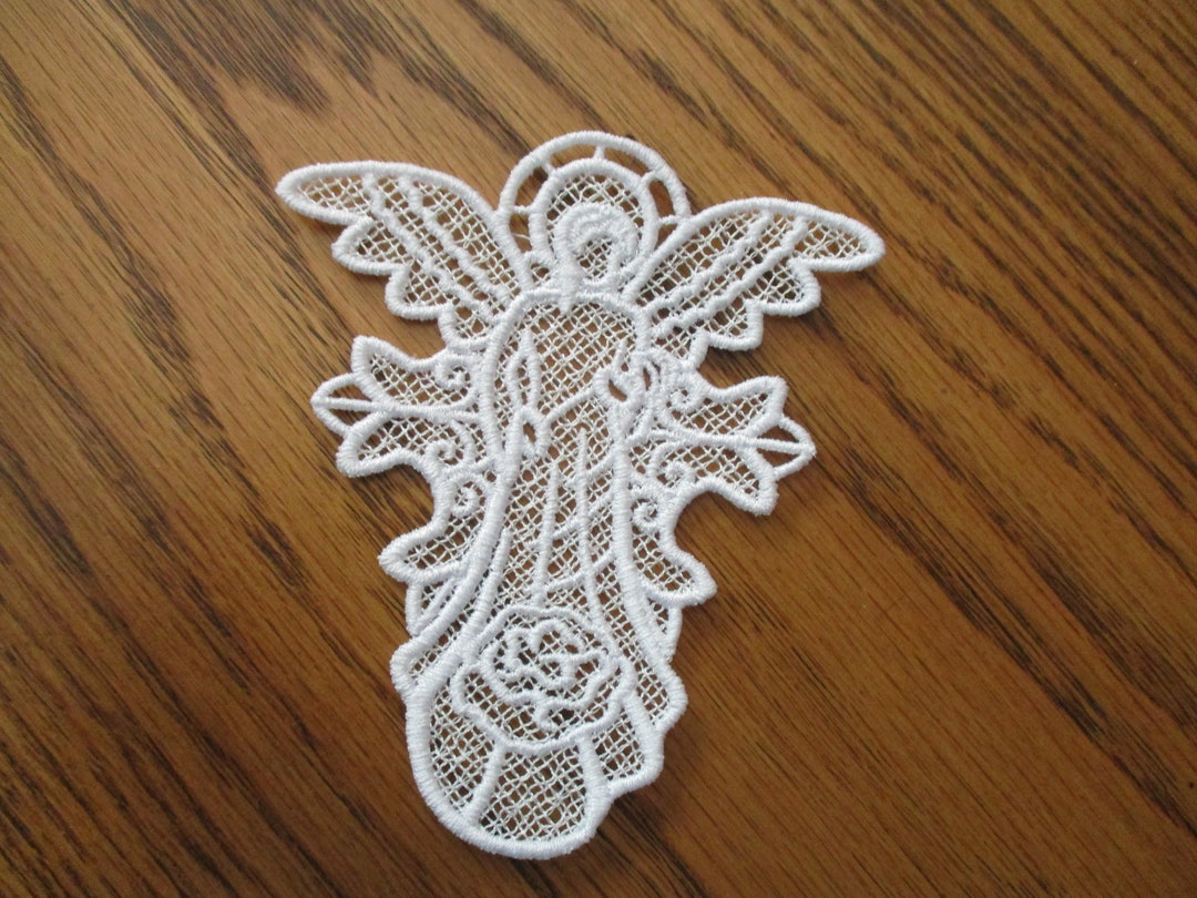 Angel Lace Ornament Machine Embroidered - Etsy