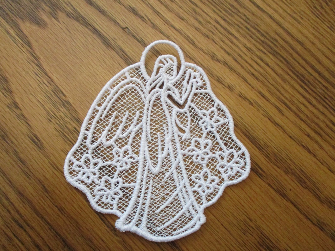 Angel Lace Ornament Machine Embroidered - Etsy