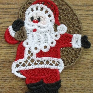 Santa Lace Ornament Machine Embroidered