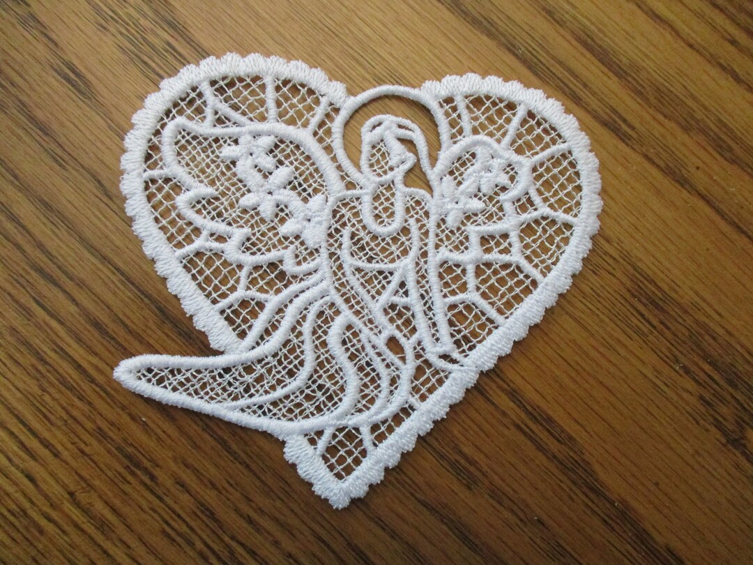 Angel Lace Ornament Machine Embroidered - Etsy