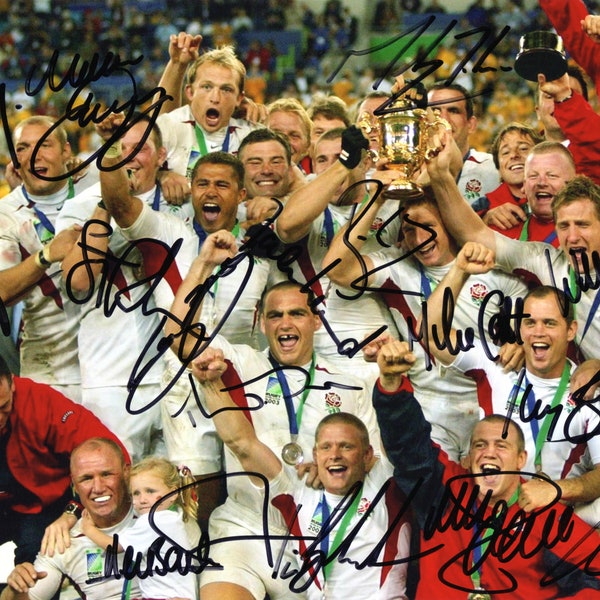 Photographie signée en édition limitée pour la Coupe du monde de rugby d'Angleterre 2003 + AUTOGRAPHE CERTIFIÉ