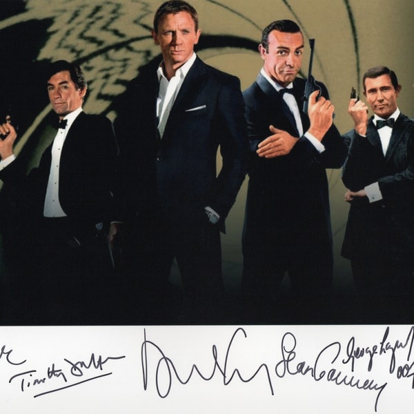 Limited Edition James Bond Actors Signed Photograph + CERT PRINTED AUTOGRAPH