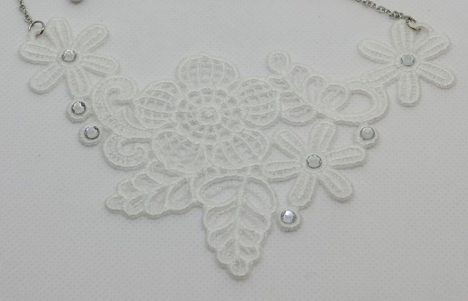 White Necklace Lace Necklace Floral Necklace Lace Jewelry Etsy