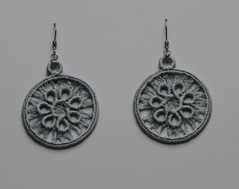 Silver Lace Earrings: Floral Chandelier, Surgical Steel Hooks