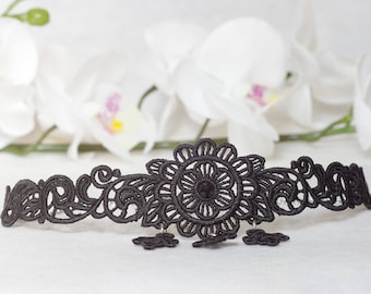 Black lace chokers, embroidery lace, lace jewelry, black lace, wedding jewelry, bridesmaid gift, boho chokers, gift for her, elegant lace