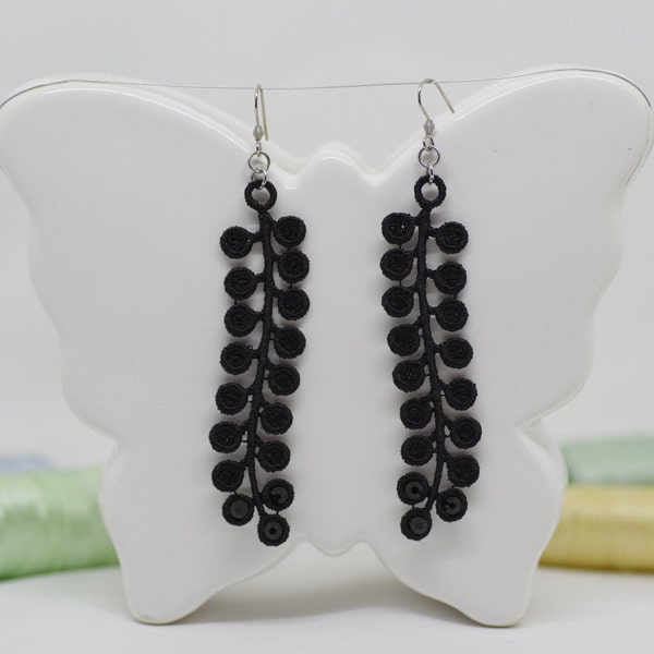 Lightweight black lace earrings, Earrings for women