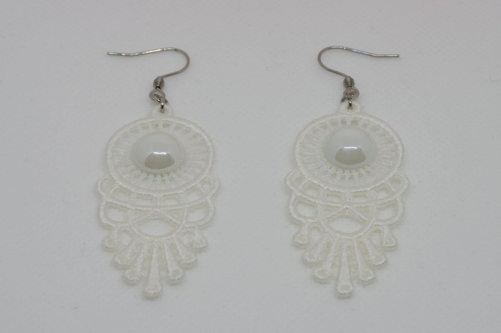 White Earrings, Lace Earrings, Woman Earrings, Embroidery Lace, Wedding ...