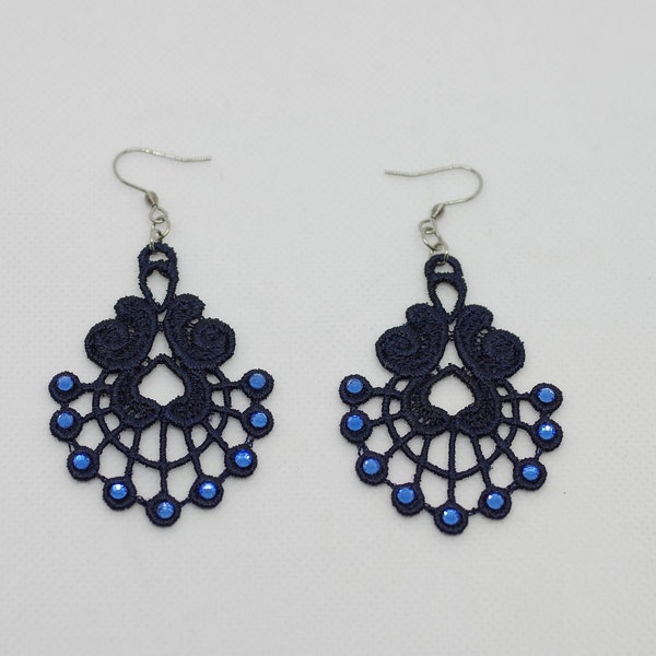 Black Blue Earrings Etsy