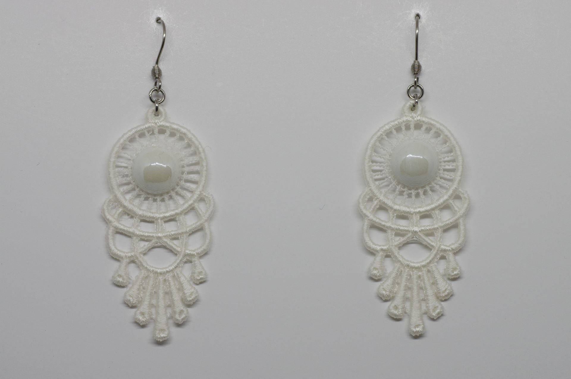 White Earrings, Lace Earrings, Woman Earrings, Embroidery Lace, Wedding ...