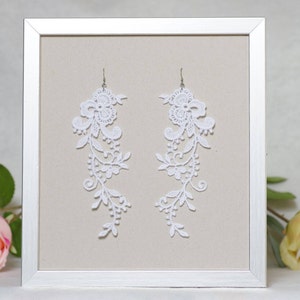 Long light lace earrings in different colors, Flower earrings, Lace earrings, Wedding earrings