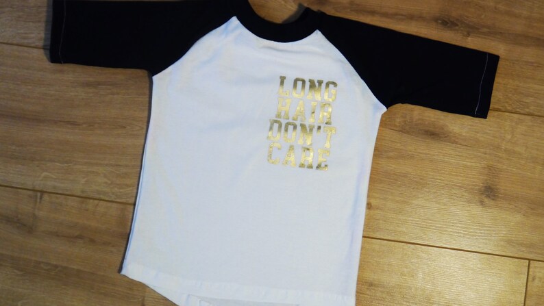 Boys Personalised T Shirt Long Hair Don T Care Baseball Etsy