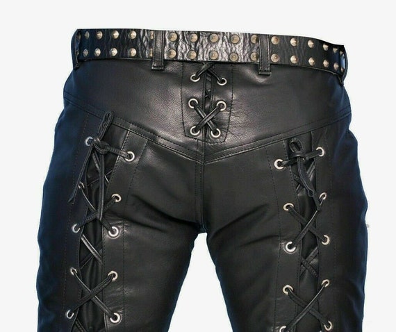 Handmade Men's Leather Pants Front 