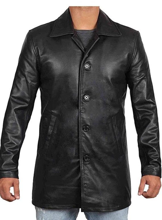 Black Leather Coats for Men Brown Real Lambskin Mens Leather | Etsy UK