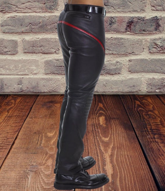 Men's Cowhide Leather Carpenter Pants 