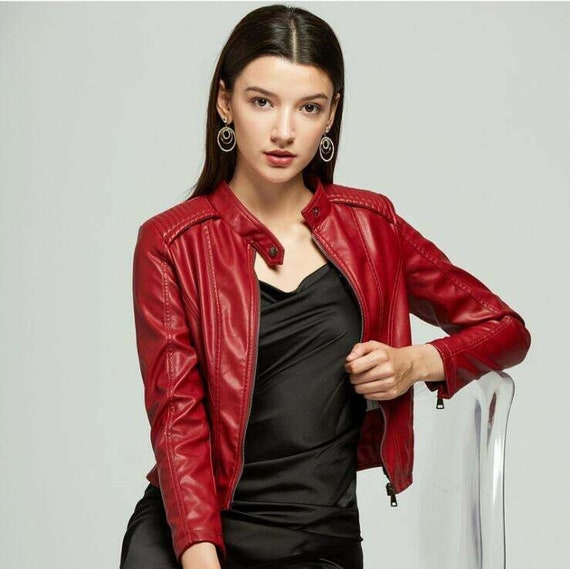 real leather blazer womens