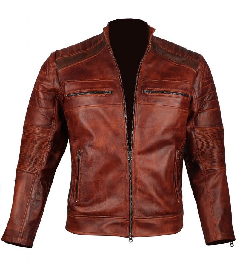 Cafe Racer Men Vintage Biker Leather Jacket - Etsy