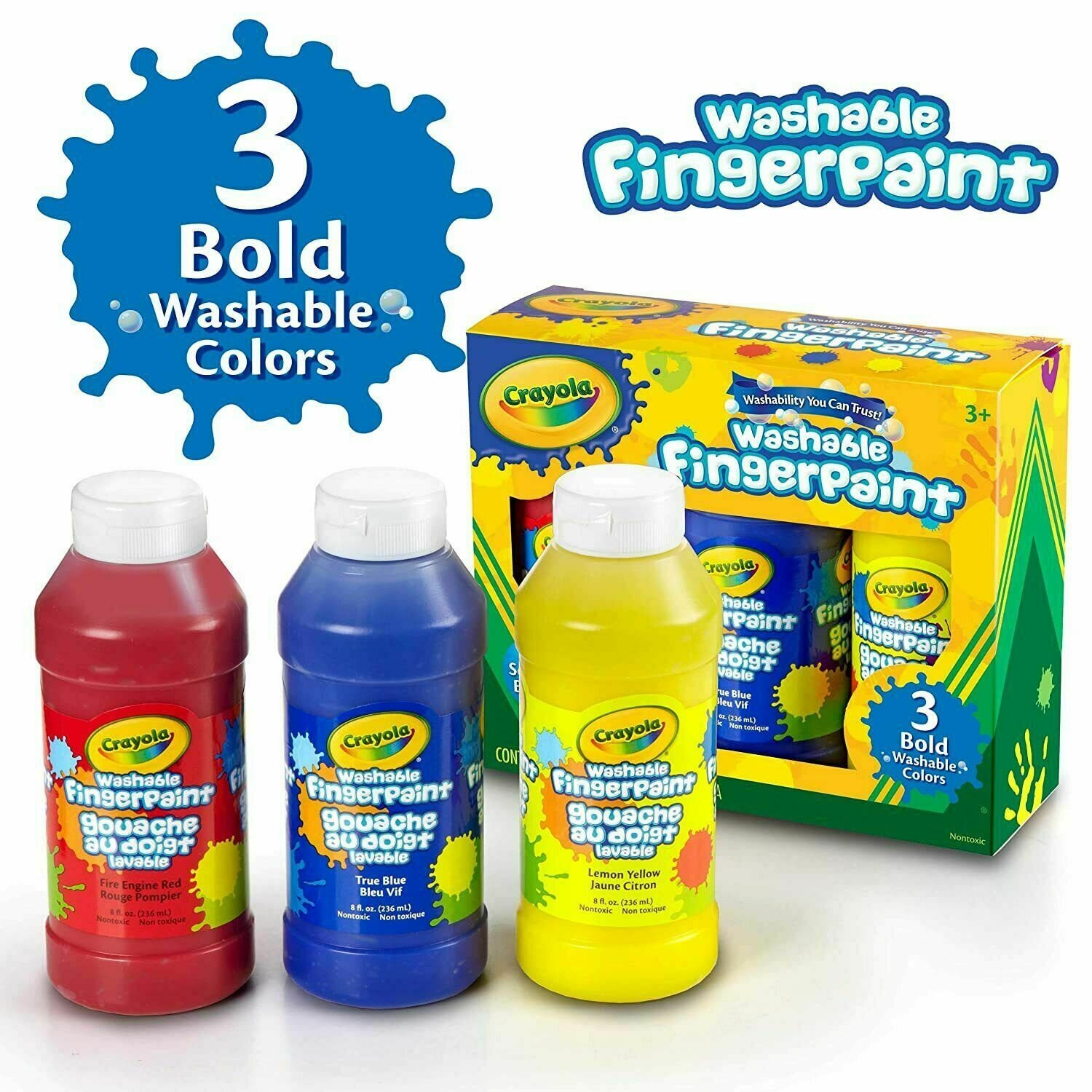 Crayola Washable Finger Paint Bold Colors Set 3 Red Blue | Etsy