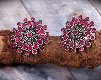 big stone stud earrings