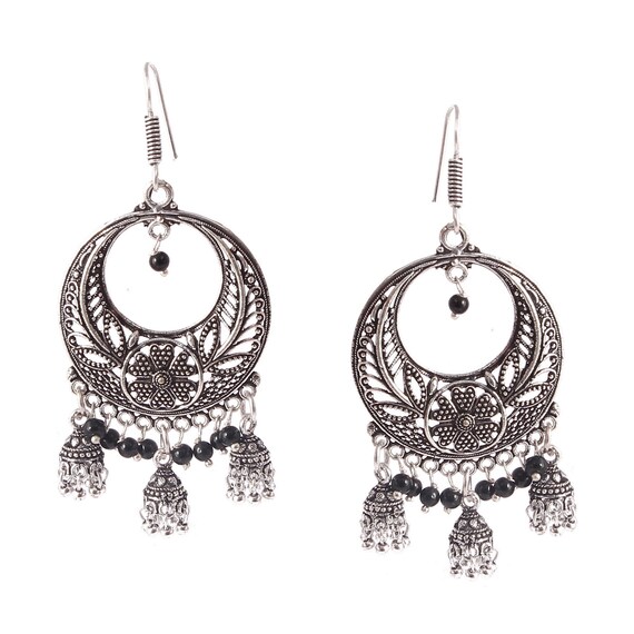 ◇Hei◇ system earring [正規品/関税込] Oxidised Silver Plated Traditional Jhumka Jhumki Earrings