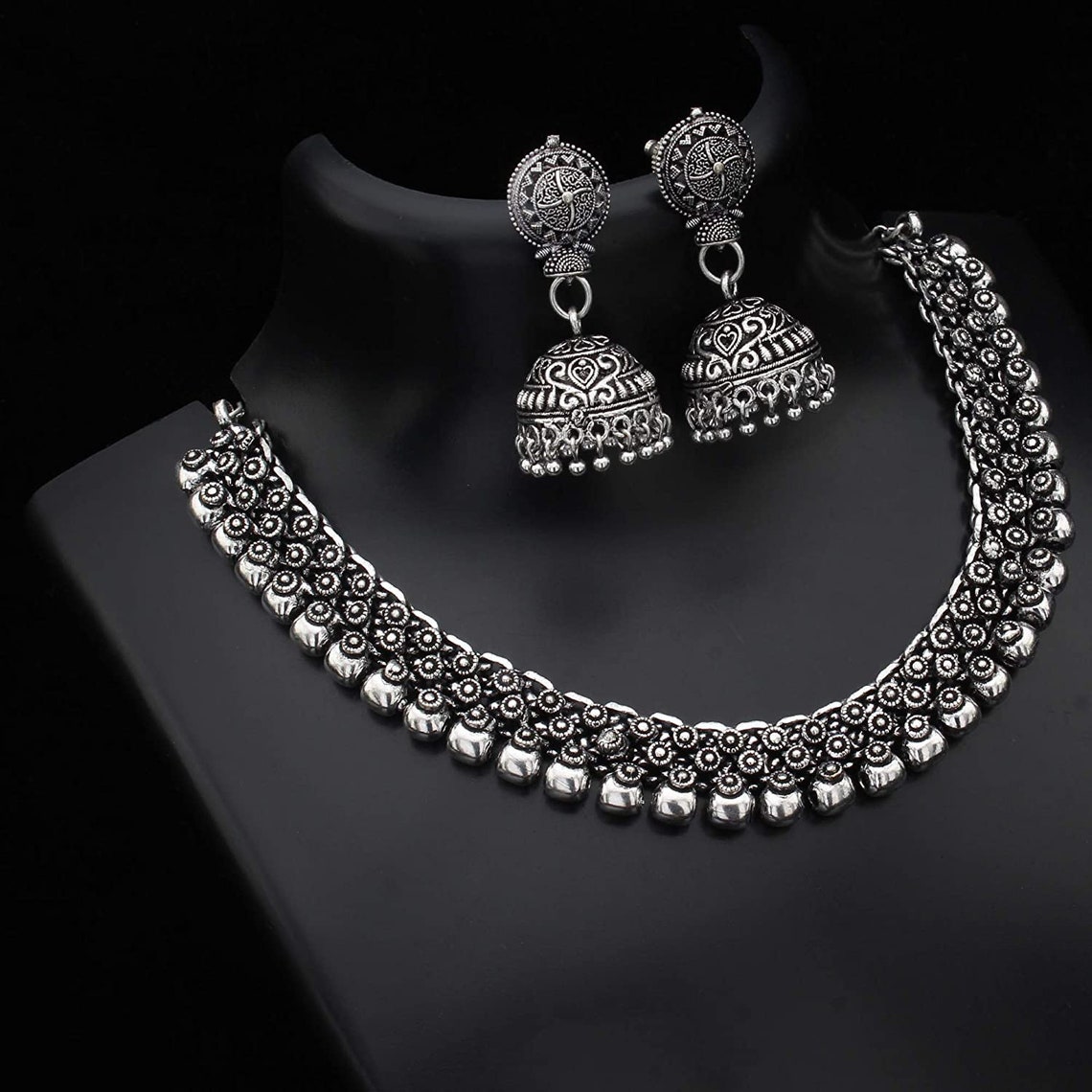 Bollywood Oxidised Silver Plated Handmade Jewellery Set/ Party Etsy